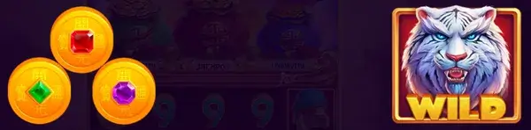 Wild icon and the three Bonus Coin types used in Bonus Combo